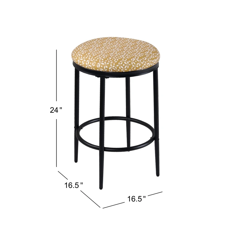 HomePop 24.5" Modern Metal & Fabric Upholstered Counter Stool In Golden Yellow 7 HomePop 24.5" Modern Metal & Fabric Upholstered Counter Stool In Golden Yellow - Image 7