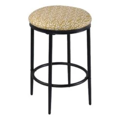 HomePop 24.5" Modern Metal & Fabric Upholstered Counter Stool In Golden Yellow