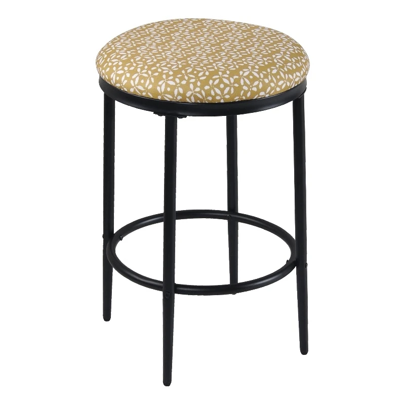 HomePop 24.5" Modern Metal & Fabric Upholstered Counter Stool In Golden Yellow 1 HomePop 24.5" Modern Metal & Fabric Upholstered Counter Stool In Golden Yellow