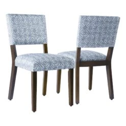 HomePop 20.5" Traditional Fabric Dining Chair In Indigo Blue (Set Of 2)
