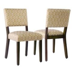 HomePop 20.5" Traditional Fabric Dining Chair In Golden Yellow (Set Of 2)