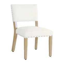 HomePop 20.5" Traditional Fabric Dining Chair In Cream (Set Of 2) -Chair Promotion Store 2675981 2 L