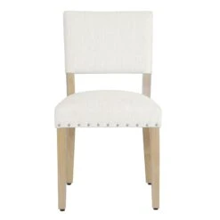 HomePop 20.5" Traditional Fabric Dining Chair In Cream (Set Of 2) -Chair Promotion Store 2675981 3 L