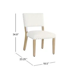 HomePop 20.5" Traditional Fabric Dining Chair In Cream (Set Of 2) -Chair Promotion Store 2675981 8 L
