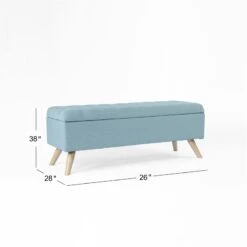 HomePop 18.5" Modern Fabric & Wood Tufted Storage Bench In French Blue -Chair Promotion Store 2675986 12 L