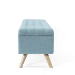 HomePop 18.5" Modern Fabric & Wood Tufted Storage Bench In French Blue -Chair Promotion Store 2675986 3 L