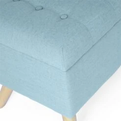 HomePop 18.5" Modern Fabric & Wood Tufted Storage Bench In French Blue -Chair Promotion Store 2675986 6 L