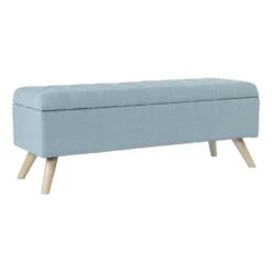 HomePop 18.5" Modern Fabric & Wood Tufted Storage Bench In French Blue