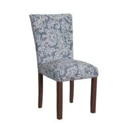 HomePop 21" Fabric Dining Chair In Blue Denim Jacobean Print (Set Of 2) -Chair Promotion Store 2762578 2 L