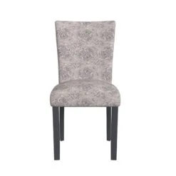 HomePop 21" Fabric Dining Chair In Linen Beige Artistic Floral Print (Set Of 2) -Chair Promotion Store 2762580 3 L