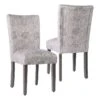 HomePop 21" Fabric Dining Chair In Linen Beige Artistic Floral Print (Set Of 2)