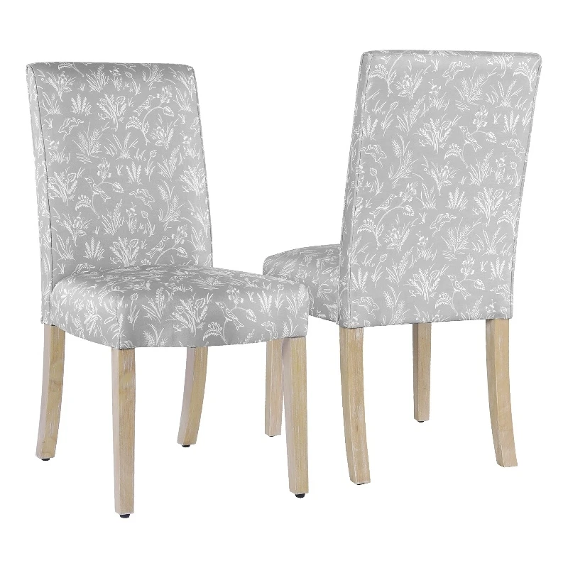 HomePop 20" Fabric Dining Chair In Gray Floral With Animal Motifs (Set Of 2) 1 HomePop 20" Fabric Dining Chair In Gray Floral With Animal Motifs (Set Of 2)
