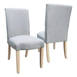 HomePop 20" Scalloped Detail Fabric Dining Chair In Light Gray (Set Of 2)
