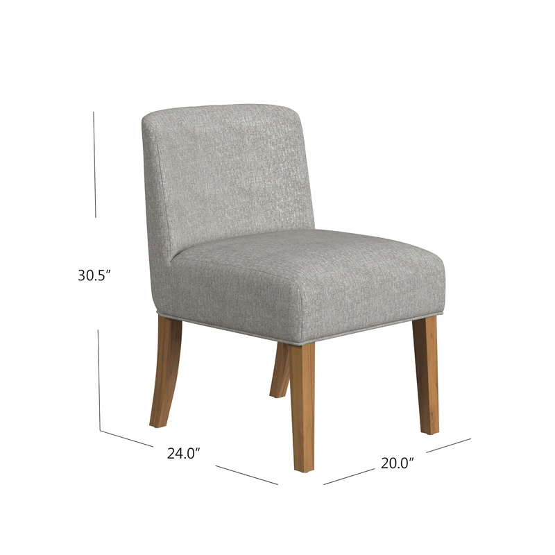HomePop 20" Transitional Fabric Upholstered Dining Chair In Gray/Honey Oak 6 HomePop 20" Transitional Fabric Upholstered Dining Chair In Gray/Honey Oak - Image 6