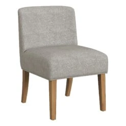 HomePop 20" Transitional Fabric Upholstered Dining Chair In Gray/Honey Oak