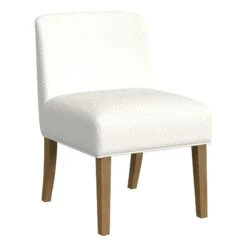 HomePop 20" Transitional Fabric Upholstered Dining Chair In Cream/Honey Oak