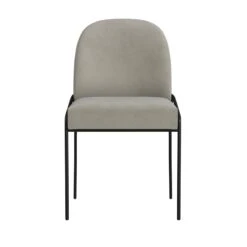 HomePop 20" Modern Velvet Fabric & Metal Dining Chair In Fawn Gray/Black -Chair Promotion Store 2762586 2 L