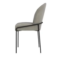 HomePop 20" Modern Velvet Fabric & Metal Dining Chair In Fawn Gray/Black -Chair Promotion Store 2762586 3 L