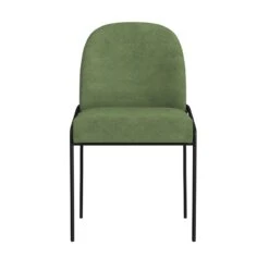 HomePop 20" Modern Velvet Fabric & Metal Dining Chair In Loden Green/Black -Chair Promotion Store 2762587 2 L