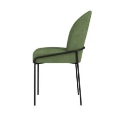 HomePop 20" Modern Velvet Fabric & Metal Dining Chair In Loden Green/Black -Chair Promotion Store 2762587 3 L