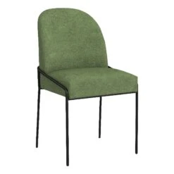 HomePop 20" Modern Velvet Fabric & Metal Dining Chair In Loden Green/Black
