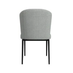 HomePop 19" Channel Back Fabric Dining Chair With Metal Legs In Gray (Set Of 2) -Chair Promotion Store 2762588 4 L