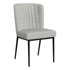 HomePop 19" Channel Back Fabric Dining Chair With Metal Leg In Gray (Set Of 2)