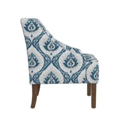HomePop Classic Fabric Swoop Arm Chair In Blue Ikat Medallion Print 11 HomePop Classic Fabric Swoop Arm Chair In Blue Ikat Medallion Print -Chair Promotion Store 2762592 3 L