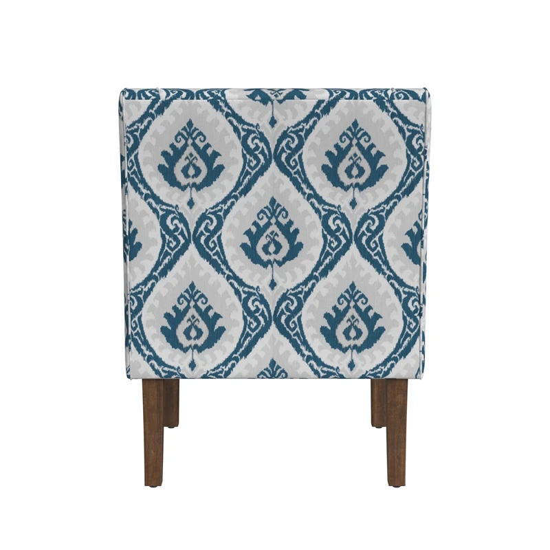 HomePop Classic Fabric Swoop Arm Chair In Blue Ikat Medallion Print 4 HomePop Classic Fabric Swoop Arm Chair In Blue Ikat Medallion Print - Image 4