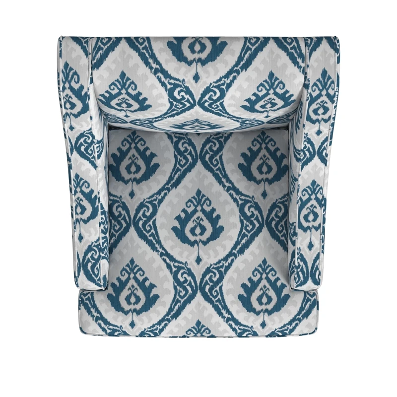 HomePop Classic Fabric Swoop Arm Chair In Blue Ikat Medallion Print 2 HomePop Classic Fabric Swoop Arm Chair In Blue Ikat Medallion Print - Image 2