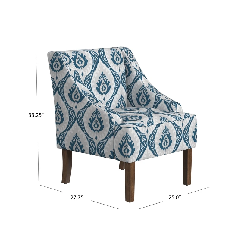 HomePop Classic Fabric Swoop Arm Chair In Blue Ikat Medallion Print 8 HomePop Classic Fabric Swoop Arm Chair In Blue Ikat Medallion Print - Image 8