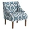 HomePop Classic Fabric Swoop Arm Chair In Blue Ikat Medallion Print