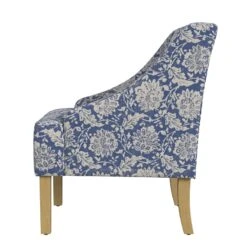 HomePop Classic Fabric Swoop Arm Chair In Light Blue Floral Print -Chair Promotion Store 2762593 3 L
