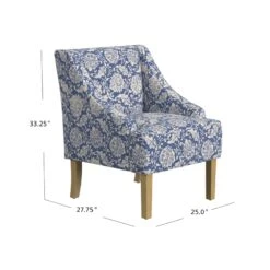 HomePop Classic Fabric Swoop Arm Chair In Light Blue Floral Print -Chair Promotion Store 2762593 9 L
