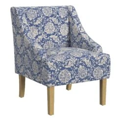 HomePop Classic Fabric Swoop Arm Chair In Light Blue Floral Print
