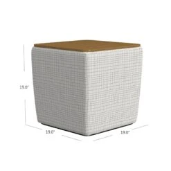 HomePop 19" Transitional Fabric Storage Ottoman With Wood Top In Cream -Chair Promotion Store 2762597 5 L