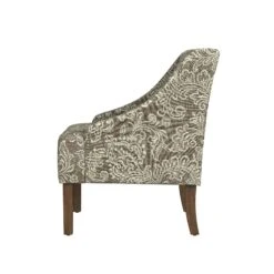 HomePop Classic Fabric Swoop Arm Chair In Brown Jacobean Print -Chair Promotion Store 2762602 3 L