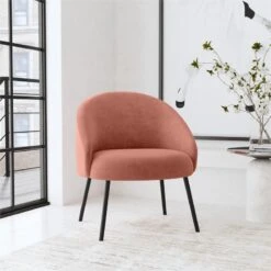 HomePop Modern Velvet & Metal Accent Chair In Blush Pink And Black -Chair Promotion Store 2762605 1 L