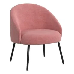 HomePop Modern Velvet & Metal Accent Chair In Blush Pink And Black
