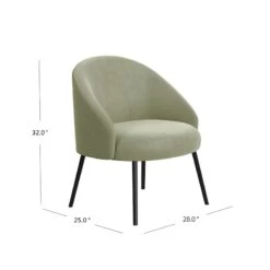 HomePop Modern Velvet & Metal Accent Chair In Light Sage Green And Black -Chair Promotion Store 2762607 9 L
