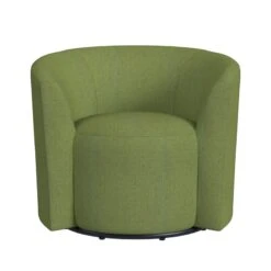 HomePop Traditional Fabric Upholstered Barrel Back Swivel Chair In Olive Green -Chair Promotion Store 2762608 2 L