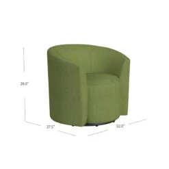 HomePop Traditional Fabric Upholstered Barrel Back Swivel Chair In Olive Green -Chair Promotion Store 2762608 7 L