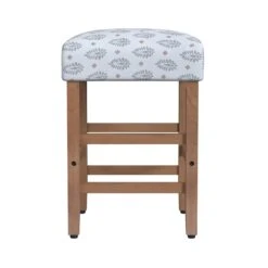 HomePop 25" Square Fabric Counter Stool In Cream Sage Paisley Medallion -Chair Promotion Store 2762612 2 L