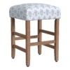 HomePop 25" Square Fabric Counter Stool In Cream Sage Paisley Medallion