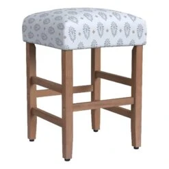 HomePop 25" Square Fabric Counter Stool In Cream Sage Paisley Medallion