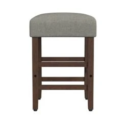 HomePop 25" Square Fabric Counter Stool In Gray & Dark Walnut 15 HomePop 25" Square Fabric Counter Stool In Gray & Dark Walnut -Chair Promotion Store 2762613 2 L