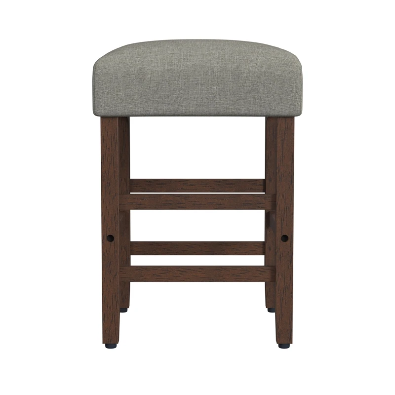 HomePop 25" Square Fabric Counter Stool In Gray & Dark Walnut 8 HomePop 25" Square Fabric Counter Stool In Gray & Dark Walnut - Image 8