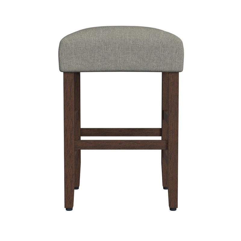HomePop 25" Square Fabric Counter Stool In Gray & Dark Walnut 4 HomePop 25" Square Fabric Counter Stool In Gray & Dark Walnut - Image 4
