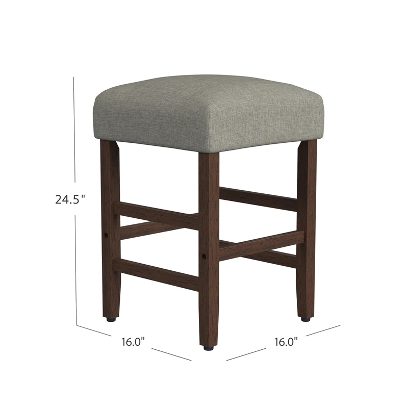 HomePop 25" Square Fabric Counter Stool In Gray & Dark Walnut 2 HomePop 25" Square Fabric Counter Stool In Gray & Dark Walnut - Image 2