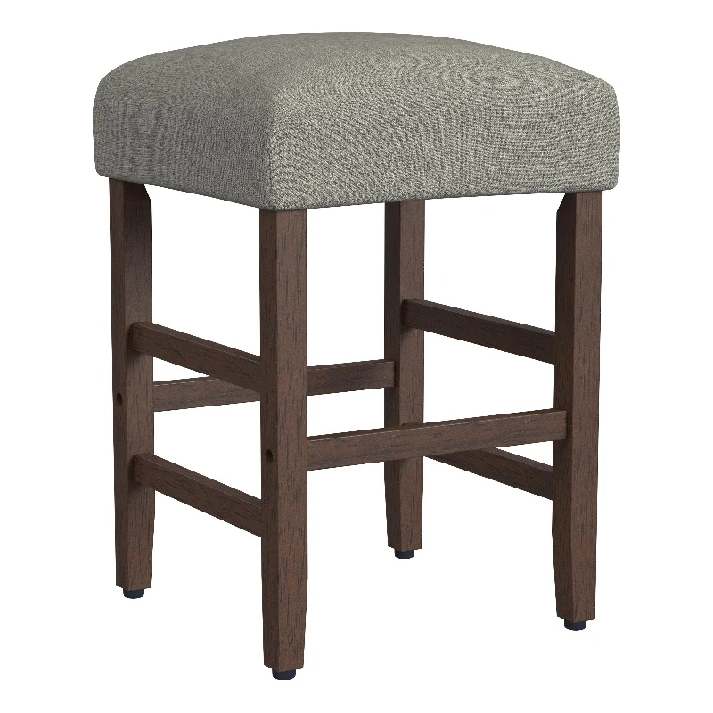 HomePop 25" Square Fabric Counter Stool In Gray & Dark Walnut 1 HomePop 25" Square Fabric Counter Stool In Gray & Dark Walnut